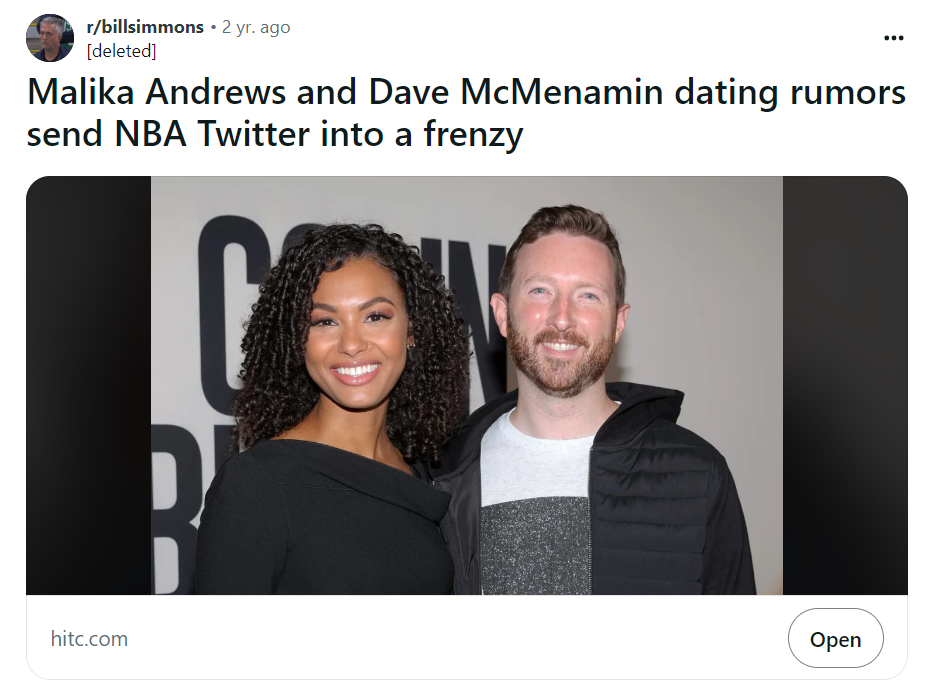 dave mcmenamin malika andrews Connection